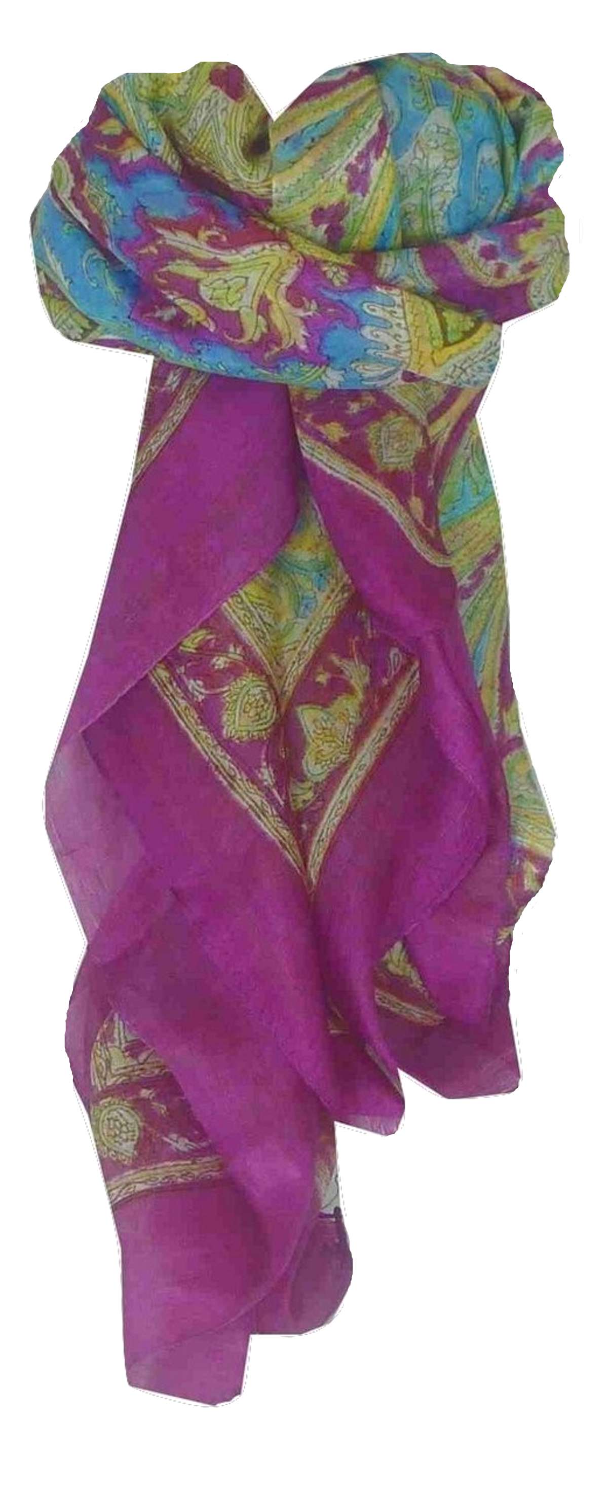 Tradizionale Sciarpa Quadrata di Seta Loktak Rose di Pashmina & Silk