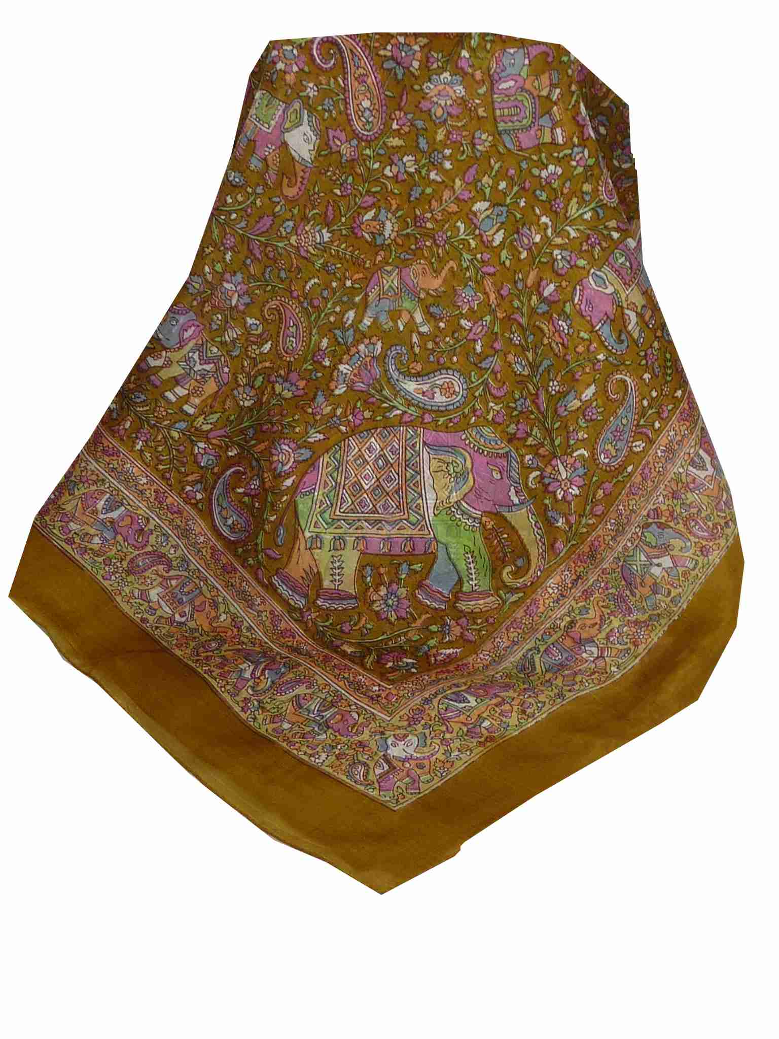 Mulberry Silk Traditional Square Scarf Kuhu Caramel by Pashmina & Silk