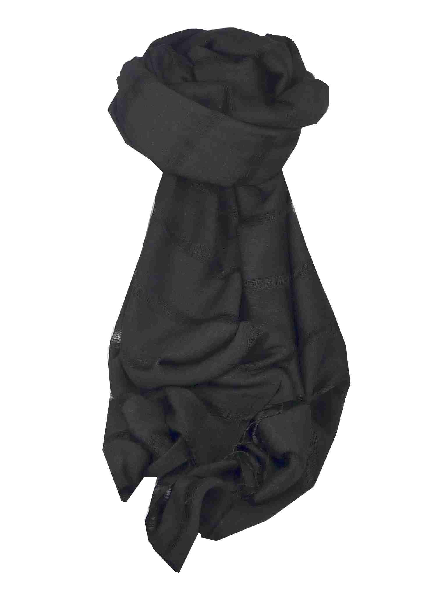 Mens Vietnamese Long Silk Scarf Hue Black by Pashmina & Silk