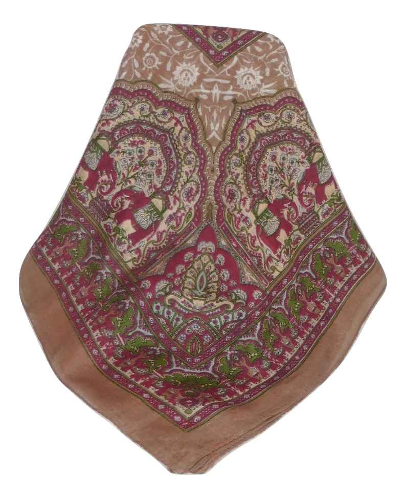 Tradizionale Sciarpa Quadrata di Seta Babu Chestnut di Pashmina & Silk