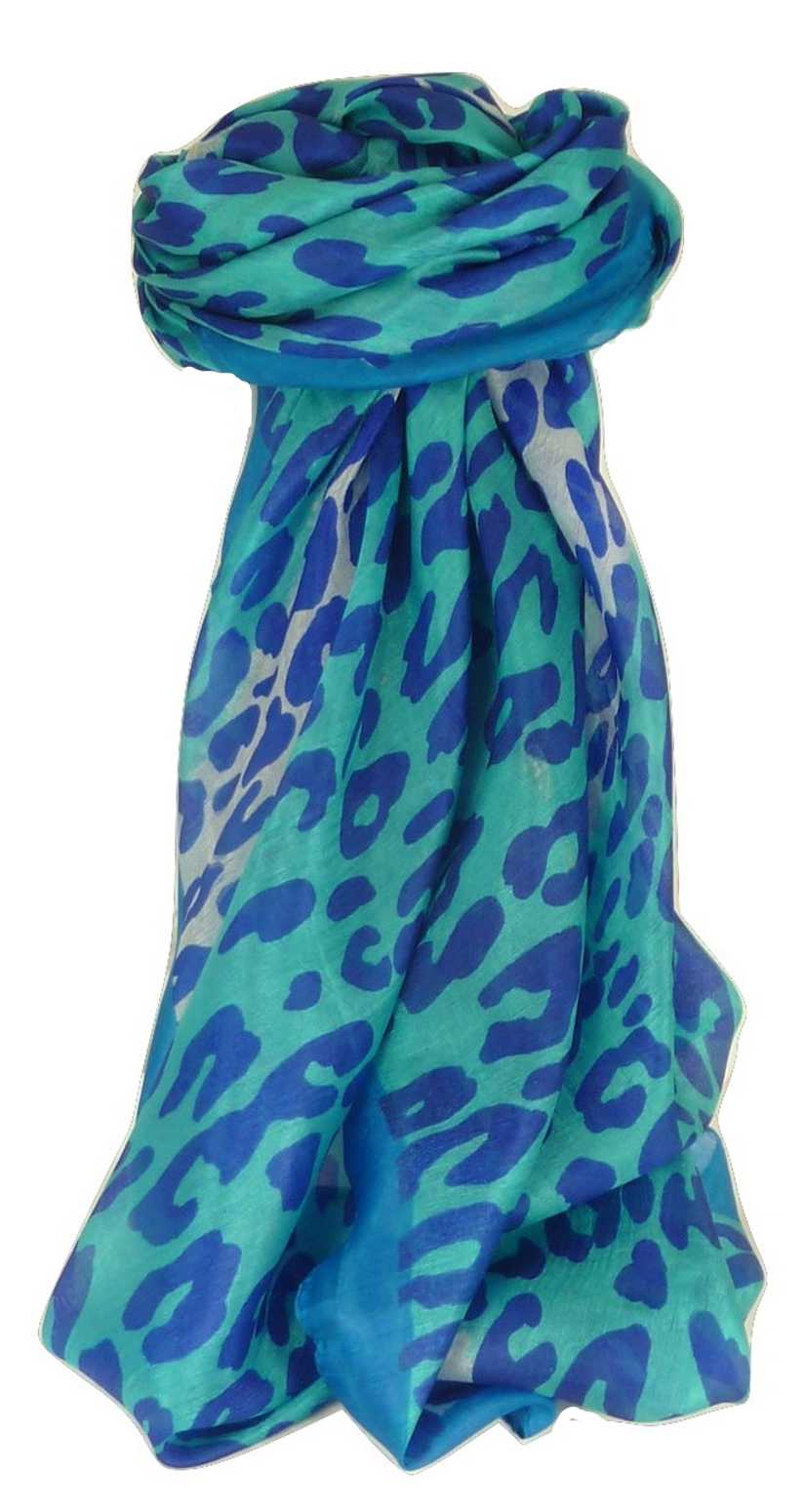 Mulberry Silk Contemporary Square Scarf Vansdar Aquamarine by Pashmina & Silk