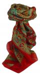 Mulberry Silk Traditional Square Scarf Kalinda Red by Pashmina & Silk