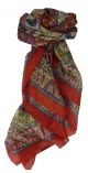 Mulberry Silk Traditional Square Scarf Guyan Flame by Pashmina & Silk