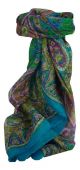 Mulberry Silk Traditional Square Scarf Guyan Light Blue by Pashmina & Silk
