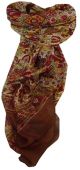 Mulberry Silk Traditional Square Scarf Har Coffee by Pashmina & Silk