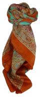 Mulberry Silk Traditional Square Scarf Fulki Terracotta by Pashmina & Silk