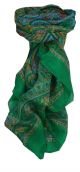 Mulberry Silk Traditional Square Scarf Dida Teal by Pashmina & Silk