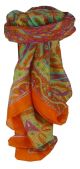 Mulberry Silk Traditional Square Scarf Chail Tangerine by Pashmina & Silk