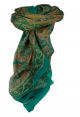 Mulberry Silk Traditional Square Scarf Chail Aquamarine by Pashmina & Silk
