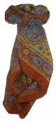 Mulberry Silk Traditional Square Scarf Chiti Terracotta by Pashmina & Silk