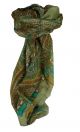 Mulberry Silk Traditional Square Scarf Aimee Grey & Aquamarine by Pashmina & Silk
