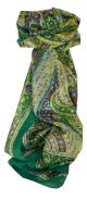Mulberry Silk Traditional Long Scarf Kaur Teal by Pashmina & Silk