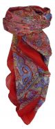 Mulberry Silk Traditional Square Scarf Donya Red by Pashmina & Silk