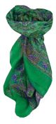 Mulberry Silk Traditional Square Scarf Donya Teal by Pashmina & Silk