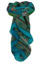 Mulberry Silk Traditional Square Scarf Farrin Aquamarine by Pashmina & Silk