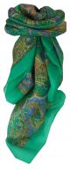 Mulberry Silk Traditional Square Scarf Firoza Green by Pashmina & Silk