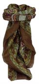 Mulberry Silk Traditional Square Scarf Colaba Brown by Pashmina & Silk