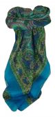 Mulberry Silk Traditional Square Scarf Colaba Blue by Pashmina & Silk
