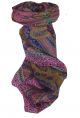 Mulberry Silk Traditional Square Scarf Ami Cerise & Blue by Pashmina & Silk