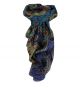 Mulberry Silk Traditional Square Scarf Ami Blue & Terracotta by Pashmina & Silk