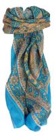 Mulberry Silk Traditional Square Scarf Vaan Aquamarine by Pashmina & Silk