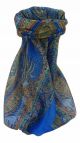 Mulberry Silk Traditional Square Scarf Chatur Blue by Pashmina & Silk