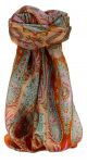 Mulberry Silk Traditional Square Scarf Chatur Tangerine by Pashmina & Silk
