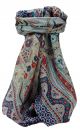 Mulberry Silk Traditional Square Scarf Marar Navy by Pashmina & Silk