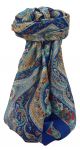 Mulberry Silk Traditional Square Scarf Nadia Blue by Pashmina & Silk