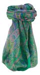 Mulberry Silk Traditional Square Scarf Keshar Jade by Pashmina & Silk