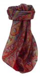 Mulberry Silk Traditional Square Scarf Keshar Scarlet by Pashmina & Silk