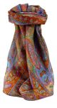 Mulberry Silk Traditional Square Scarf Keshar Tangerine by Pashmina & Silk