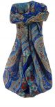 Mulberry Silk Traditional Square Scarf Kuldeep Blue by Pashmina & Silk