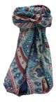 Mulberry Silk Traditional Square Scarf Rajpoor Navy by Pashmina & Silk