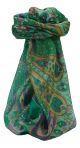 Mulberry Silk Traditional Square Scarf Rajpoor Emerald by Pashmina & Silk