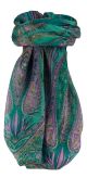 Mulberry Silk Traditional Square Scarf Sariz Teal by Pashmina & Silk