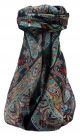 Mulberry Silk Traditional Square Scarf Sunil Black by Pashmina & Silk