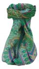 Mulberry Silk Traditional Square Scarf Vikash Emerald by Pashmina & Silk