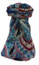 Mulberry Silk Traditional Square Scarf Vikash Navy by Pashmina & Silk