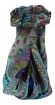 Mulberry Silk Traditional Square Scarf Zubin Navy by Pashmina & Silk