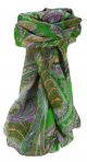 Mulberry Silk Traditional Square Scarf Zubin Lime by Pashmina & Silk