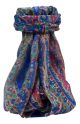 Mulberry Silk Traditional Long Scarf Amrindar Blue by Pashmina & Silk