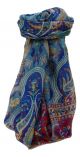 Mulberry Silk Traditional Long Scarf Sakhar Blue by Pashmina & Silk