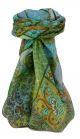 Mulberry Silk Traditional Square Scarf Qia Sage by Pashmina & Silk