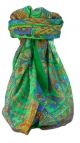 Mulberry Silk Traditional Square Scarf Qia Emerald by Pashmina & Silk