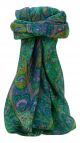 Mulberry Silk Traditional Square Scarf Zoi Emerald by Pashmina & Silk