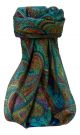 Mulberry Silk Traditional Square Scarf Zee Aqua by Pashmina & Silk