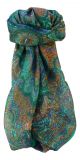 Mulberry Silk Traditional Square Scarf Zia Emerald by Pashmina & Silk