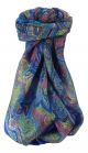Mulberry Silk Traditional Square Scarf Zia Blue by Pashmina & Silk