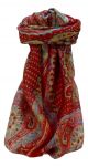 Mulberry Silk Traditional Square Scarf Omana Scarlet by Pashmina & Silk
